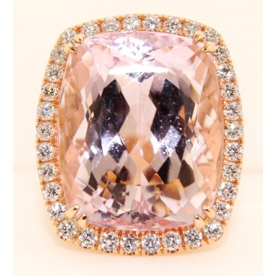 18K Rose Gold Diamond and Kunzite Pink Ring