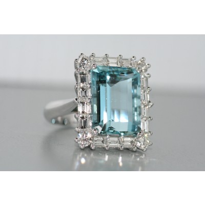 Handmade Aquamarine and diamond ring.