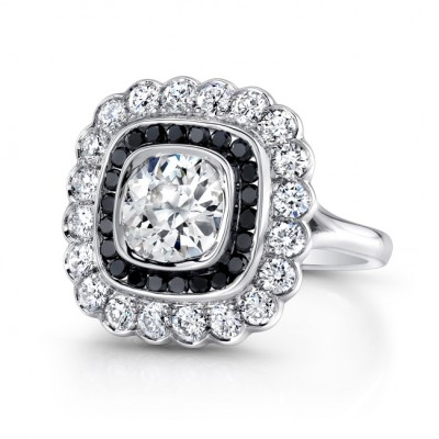 Platinum Handmade Art Deco Style Diamond Ring