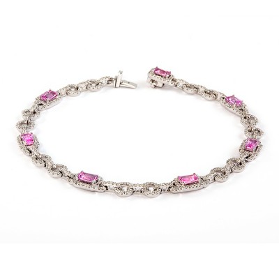 White Gold Diamond and Pink Sapphire Bracelet