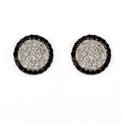 18 K White Gold Black and White Diamond Earrings