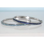 Diamond and Sapphire Bangle in 14k White Gold 