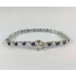 18 Karat White Gold Diamond and Sapphire Tennis Bracelet 