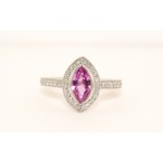 Platinum Diamond and Pink Sapphire Ring