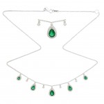 Emerald and diamond dangle necklace