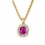 Yellow Gold Diamond and Pink Sapphire Pendant