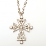 18K Diamond White Gold Cross Necklace