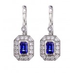 Platinum Diamond and Sapphire Earrings