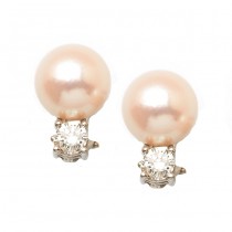 Diamond Cultured Pearl Earrings