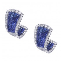 Invisible Diamond and Sapphire Earrings