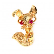 Yellow Gold and Ruby Pin