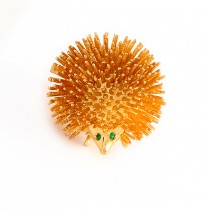 Yellow Gold Porcupine Pin