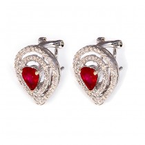 White Gold Diamond and Ruby Earrings