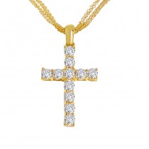 18K Yellow Gold Diamond Cross