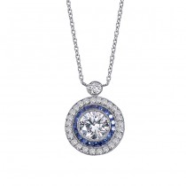 Platinum Diamond and Sapphire Necklace