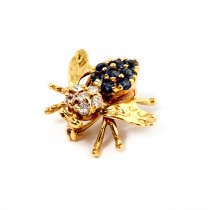 Yellow Gold Diamond and Sapphire Bee Pendant