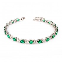 White Gold Emerald and Diamond Bracelet