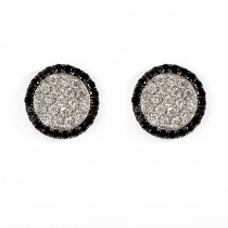 18 K White Gold Black and White Diamond Earrings