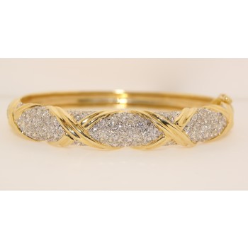14K Yellow Gold diamond Bangle Bracelet.