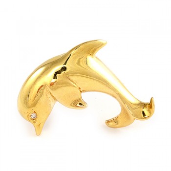 Yellow Gold Dolphin Pin