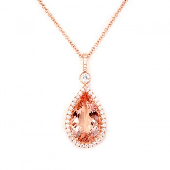Rose Gold Diamond and Morganite Pendant