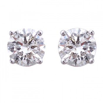 14K White Gold Diamond Stud Earrings